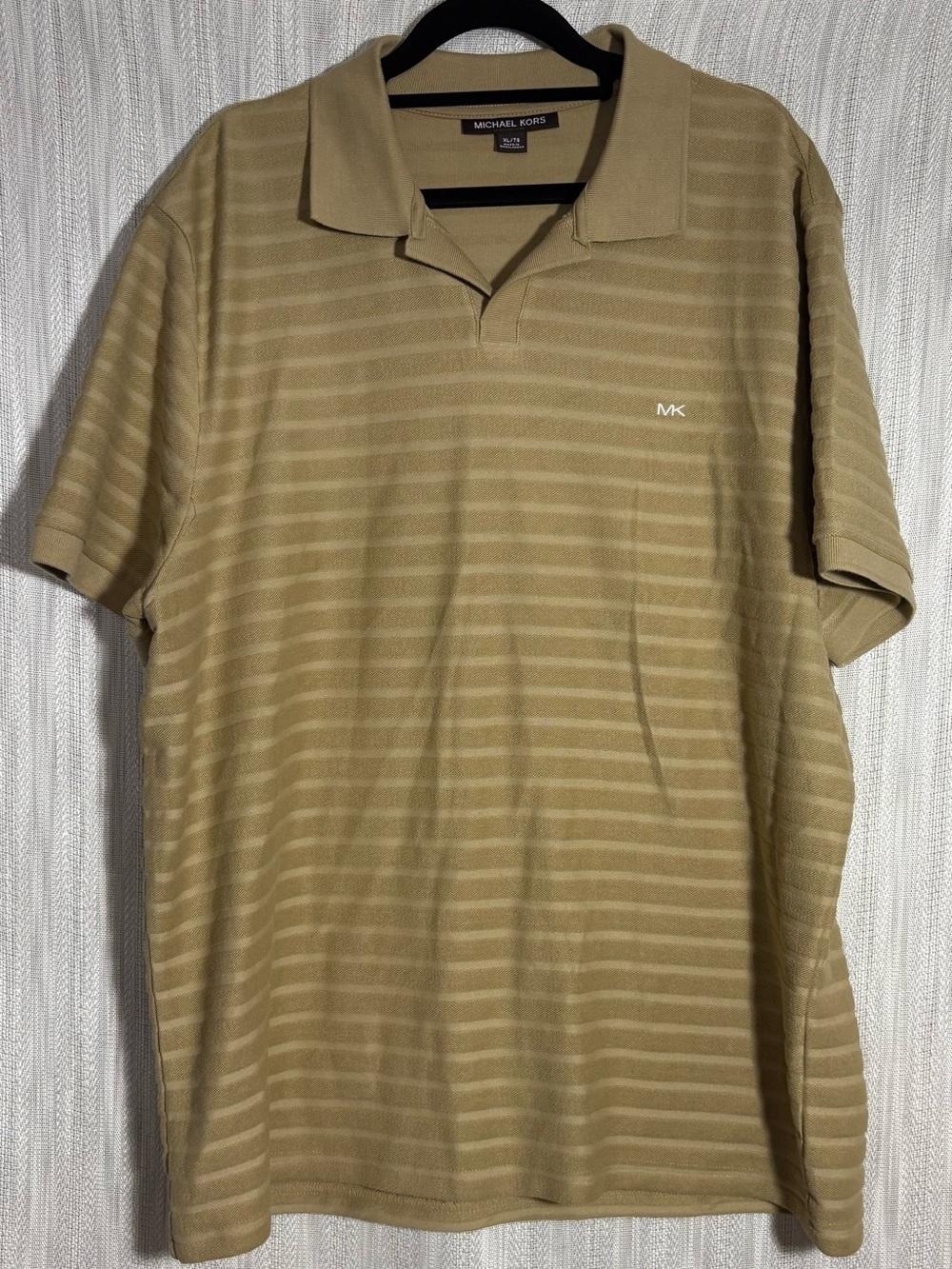 Michael Kors Men's Beige Striped Polo Shirt